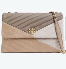 Tory Burch Kira Chevron Tri Color Handbag Shoulder Bag Brown Crossbody 