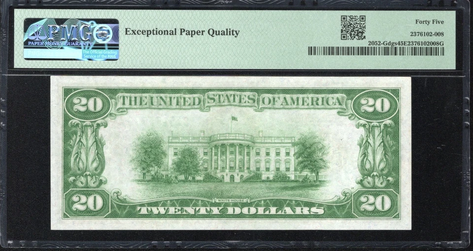 1928-B $20 CHICAGO FEDERAL RESERVE NOTE PMG 45 EPQ  Fr 2052-G 55776 - Image 2 of 2