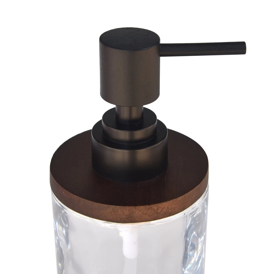 Bomba de jabón de vidrio acentuado de madera de acacia Better Homes & Gardens Foto 3 de 4