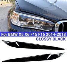 Glossy Black Headlights Eyebrows Eyelids BMW X5 F15 X6 F16, set, ABS PLASTIC