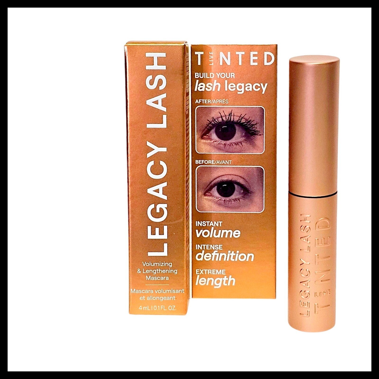 Тонированная тушь для ресниц Legacy Lash, придающая объем, удлиняющая, интенсивный блеск, 0,1 унции