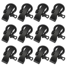 12Pcs Flat Head Paracord Bracelet Shackle Buckle, Metal D Bow Shackle, Black