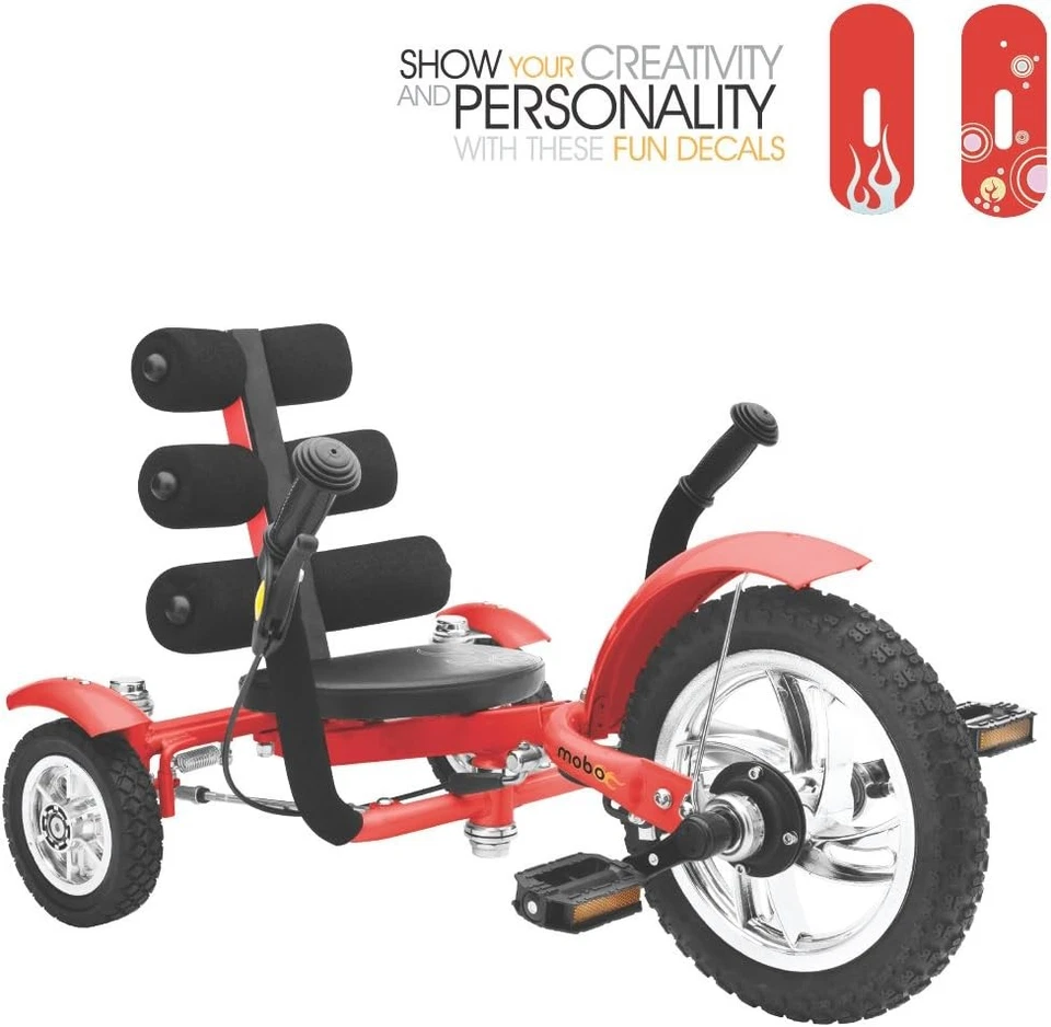 Mobo Mini- The World's Smallest Luxury Three Wheeled Cruiser 12-Inch, Red  - Image 2 of 4