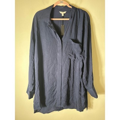 NWT Banana Republix Navy Button Up Blouse Sz XXL