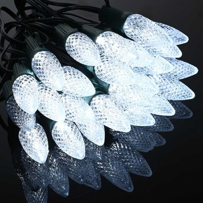 DELight 25PCS C9 LED Christmas Light Bulbs Replacement Cool White UL Listed