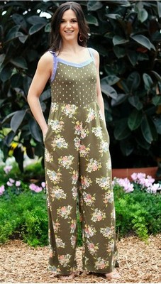 NWT Matilda Jane Floral Work of Art Jumpsuit Wide Leg Smocked-Back Size XS