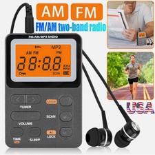 Portable Pocket Digital LCD AM FM Radio Stereo MP3 USB Rechargeable w/ Earphones