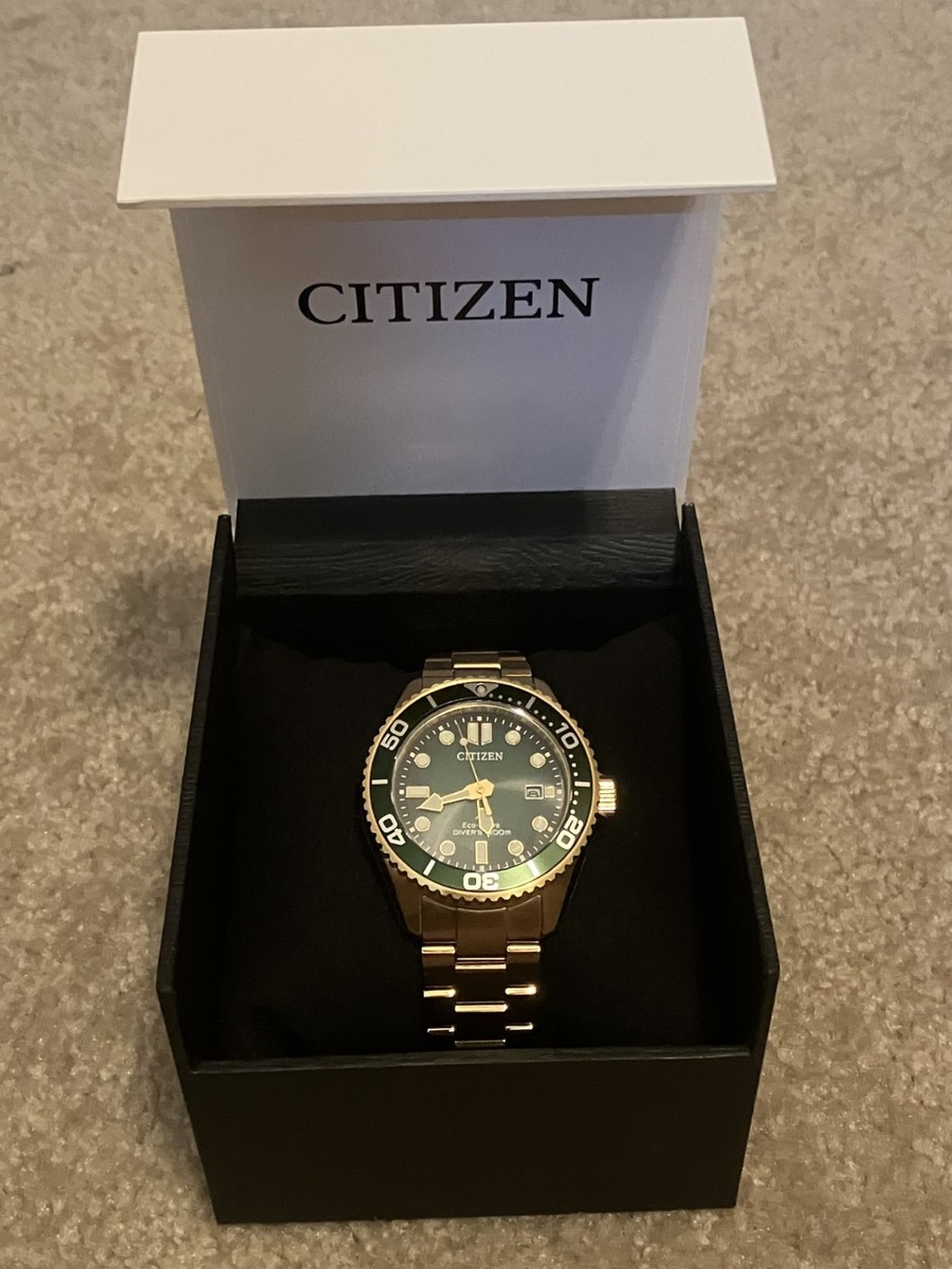 Citizen Eco-Drive Promaster Drive Green Dial Gold-Tone Watch 41mm