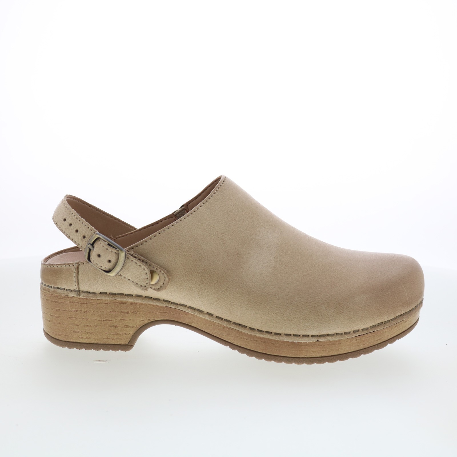 Dansko Berry 9421-611600 Womens Beige Leather Hook - Loop Clog Flats Shoes 15390₽