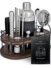 Home Hero 22 Piece Bartender Kit with Stand Cocktail Set Stainless Steel