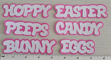 Easter Paper Piecing Titles Set of 6 Scrapbook Pink White Hoppy Peeps Eggs Bunny