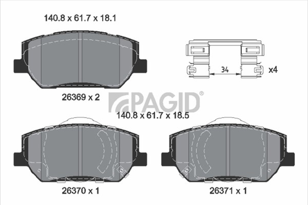 Pagid Bremsbelagsatz Scheibenbremse T4250N FüR Hyundai Santa FÉ 3 Dm Dma Crdi-image