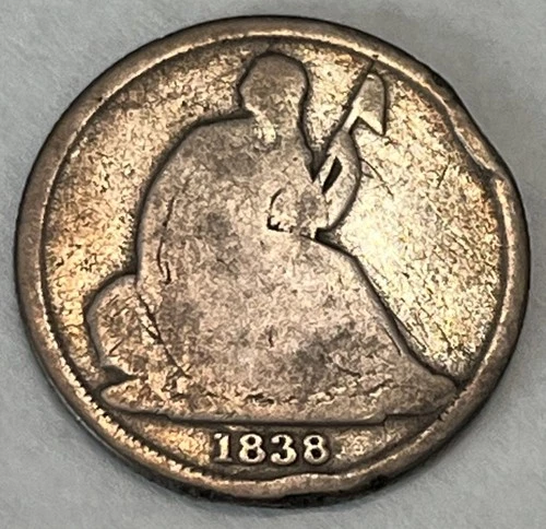 1838 O 10c No Stars Seated Liberty Dime Silver Coin