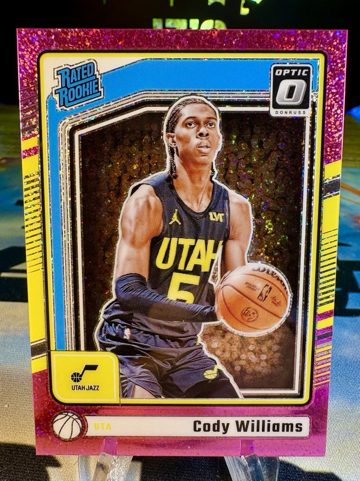 2024-25 Cody Williams Panini Donruss Optic Pink Glitter /275 Rated Rookie #298