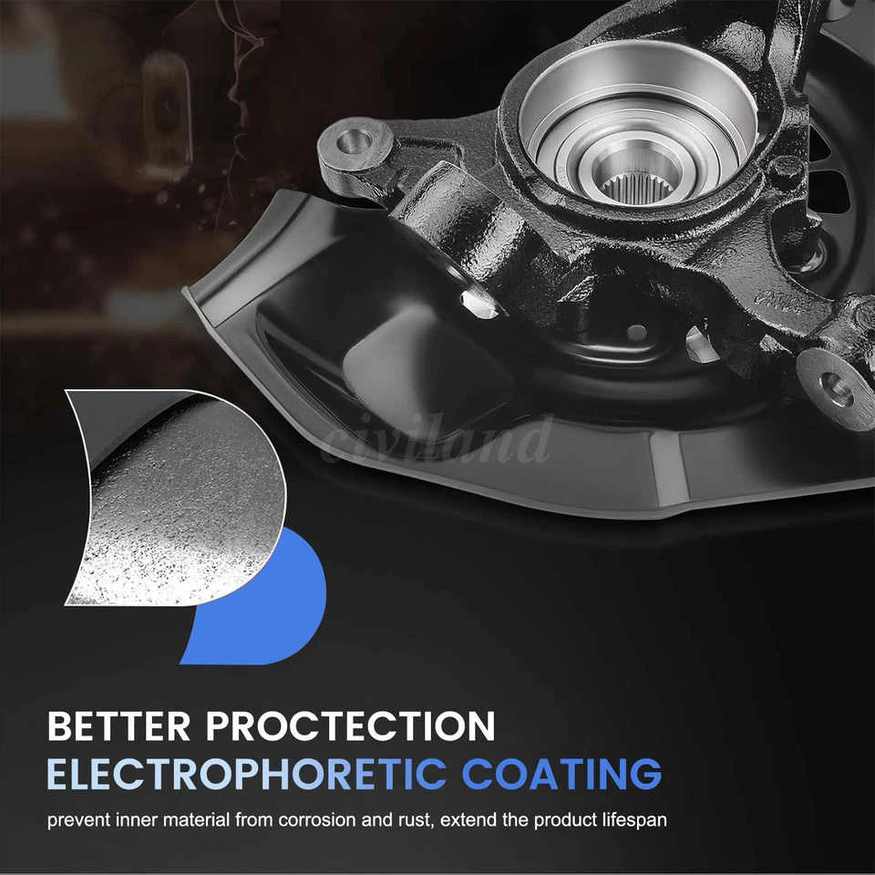 2 Front Wheel Hub Bearing & Steering Knuckle For Toyota Sienna 2004-2009 2010 Foto 3 de 4