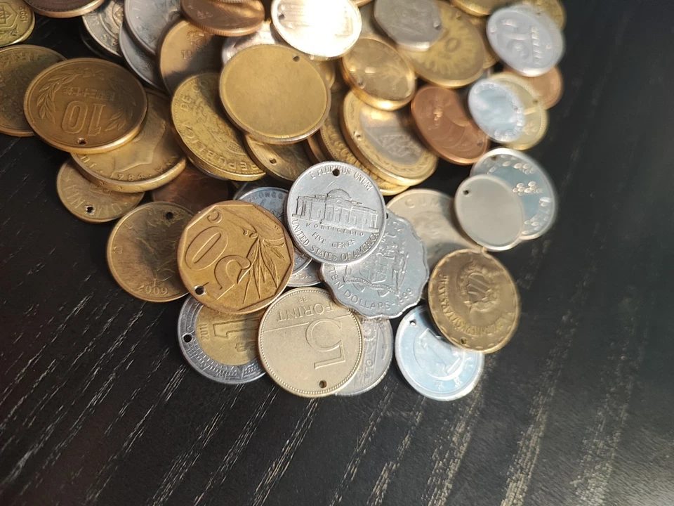 Gelochte Münzen 100 Stück Zur Schmuckherstellung Lot Konvolut Diy Partie - Bild 2 von 4