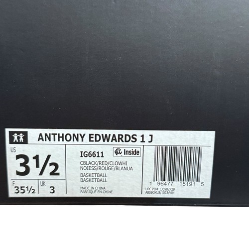 ADIDAS Anthony Edwards Basketball Shoe Kids Size US 3.5 Core Black/Red - Picture 8 of 9