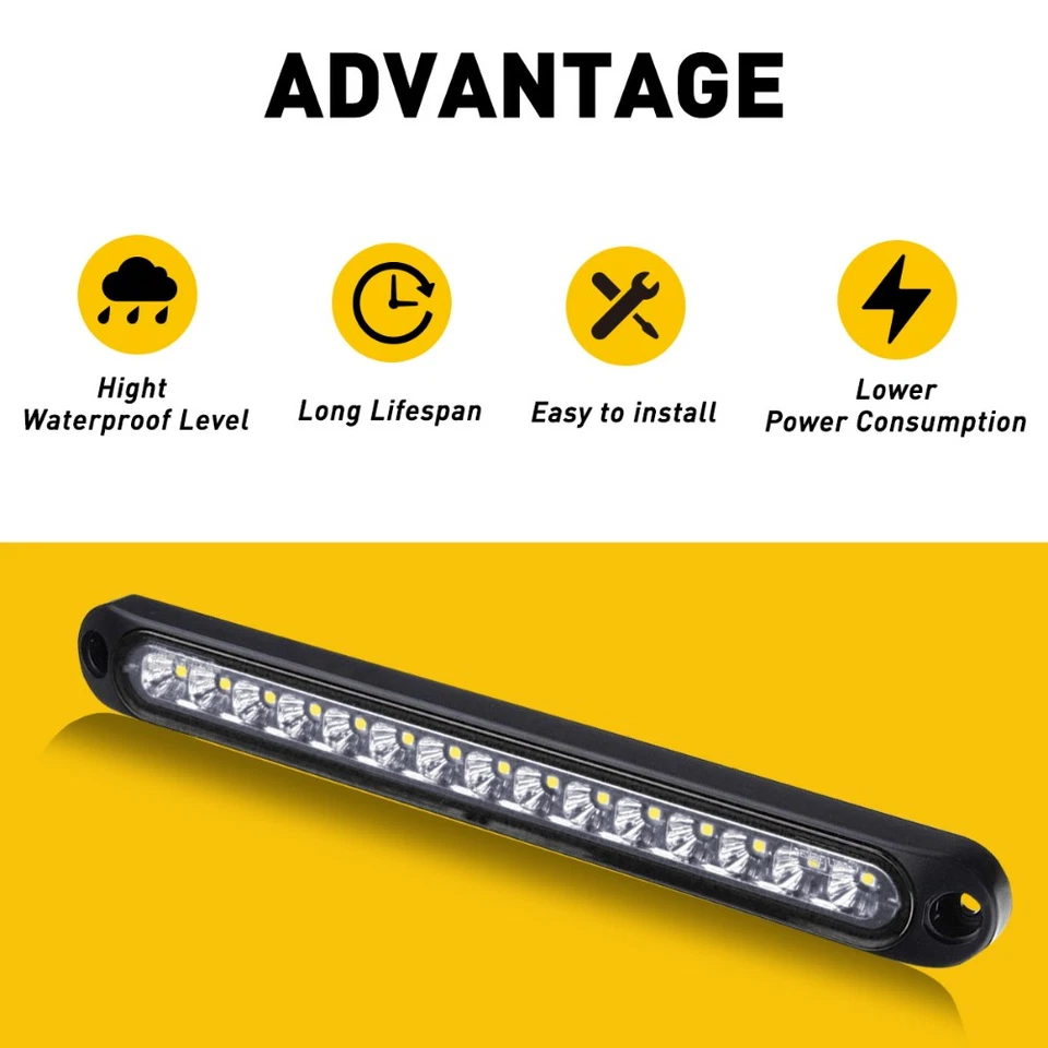 Barra de luz trasera retroceso remolque UTV LED 15 camión marcador lateral blanco rojo H Foto 2 de 4