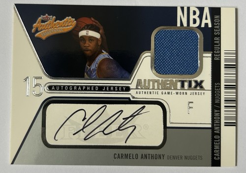 2003-04 Fleer Authentix Carmelo Anthony Autographed Jersey Card /100 #AJACA