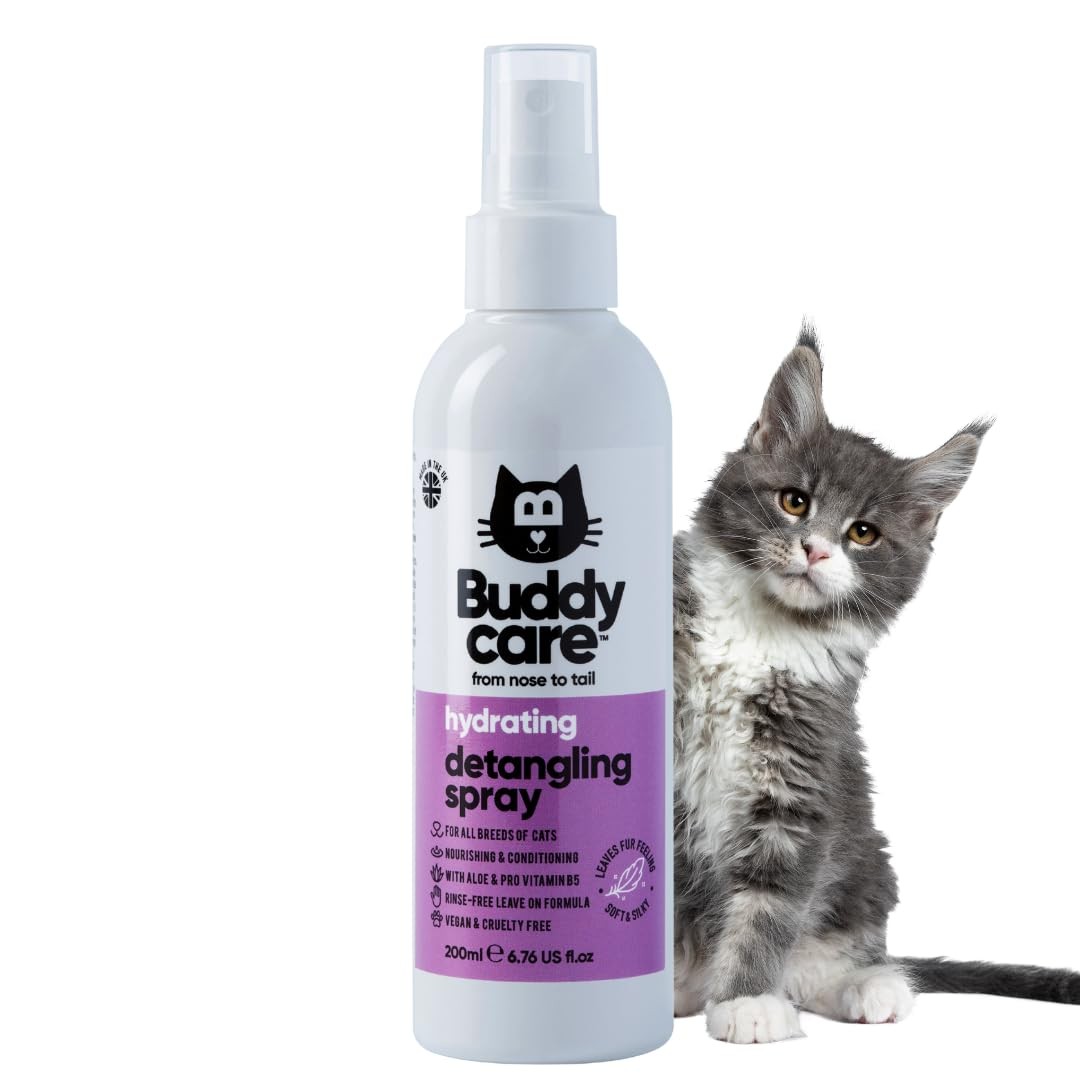 Buddycare Detangling Spray for Cats - Effective Cat Matted Fur Remover Clear