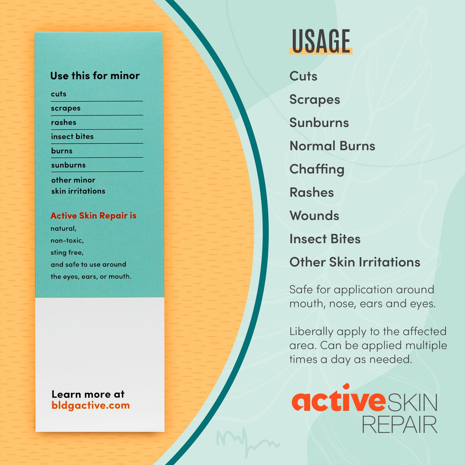 Active Skin Repair First Aid Healing Skin Spray - Natural & Non-Toxic with Hy...