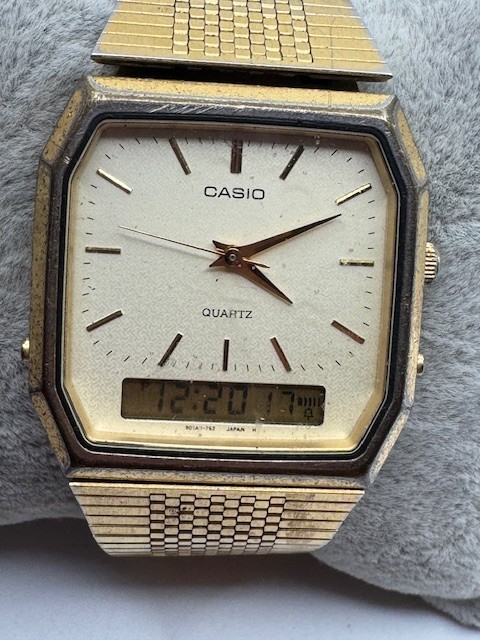 Rare Casio Watch (1984) Gold Tone AQ-424 ANA-DIGI Vintage New Battery Men's - VintageWatches.PK Rare Casio Watch (1984) Gold Tone AQ-424 ANA-DIGI Vintage New Battery Men's - vintagewatches.pk