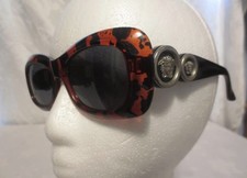 RARE Gianni Versace Vintage Red Tortoise MEDUSA HEAD Sunglasses MOD 417 COL 421
