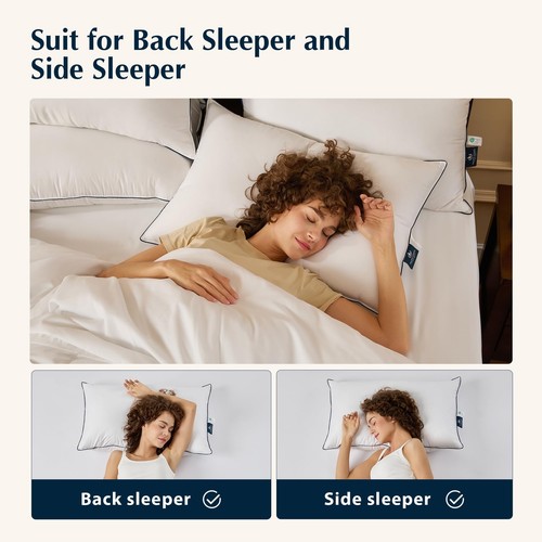 Bed Pillow, Hotel Collection Goose Feather and Down Pillow for Sleeping, 3-Ch... - Picture 7 of 9