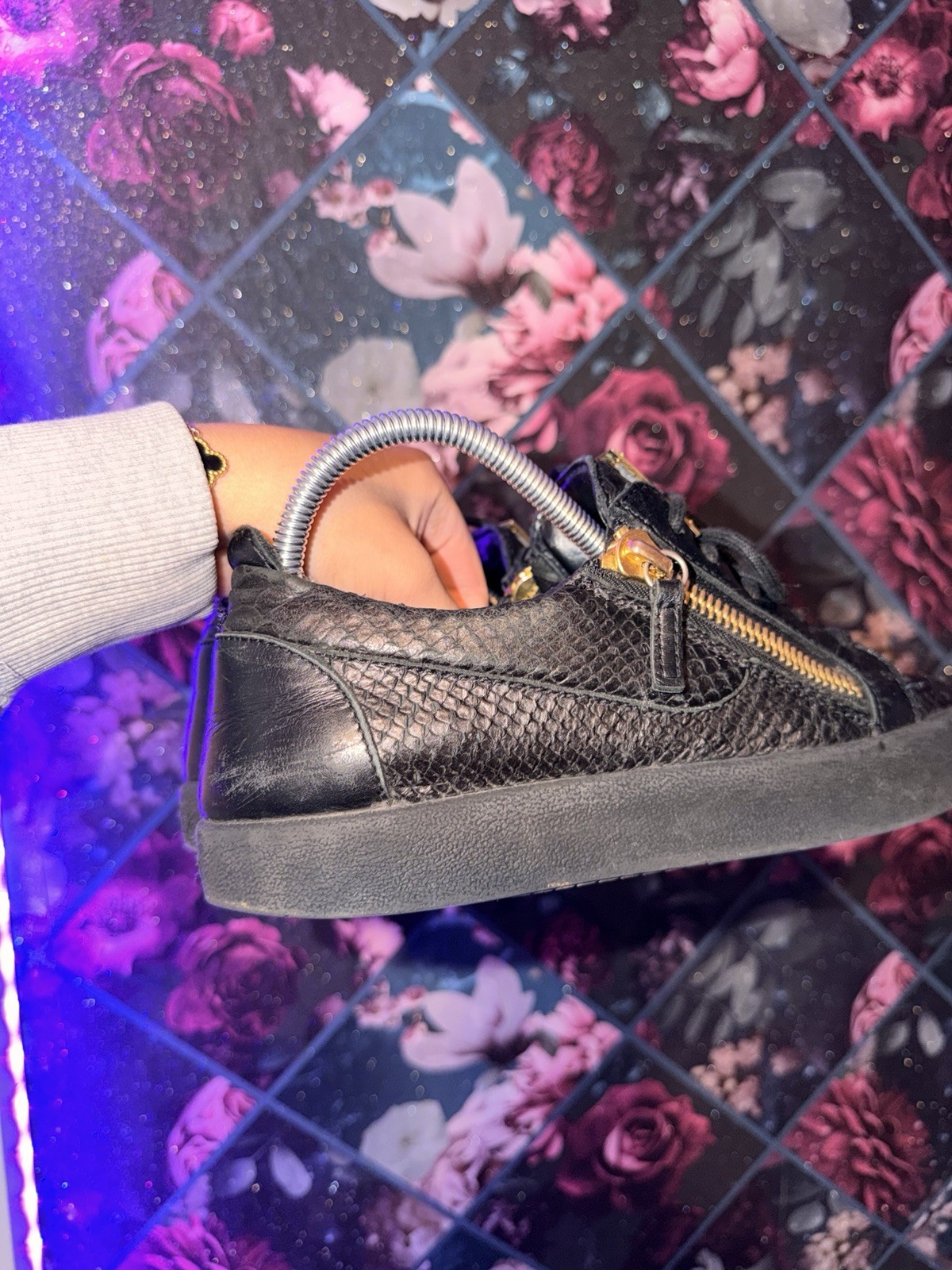 Giuseppe Zanotti Frankie Black Python Leather Gol… - image 13