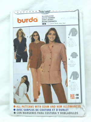 Burda Misses Shirt Jacket 8697, Misses Sizes 10 22 Uncut
