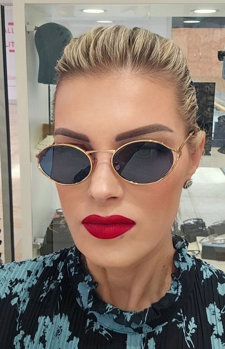 エッジが効いた【MiuMiu】オーバル サングラス MU 52YS ZVF1V1 MIU MIU MU 52YS ZVF1V1 Rose Gold Havana Blue Lens Women