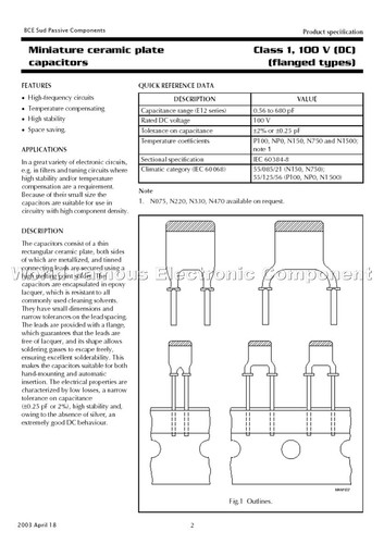 6pcs - PHILIPS 2200P (2200pF 2.2nF) 100V P:5mm Class1 Ceramic Capacitor (GN) - Picture 5 of 7