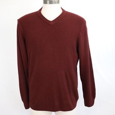 Dockers Sweater Mens Large Pullover Knit V-Neck Casual Burgundy Long Sleeve NWT