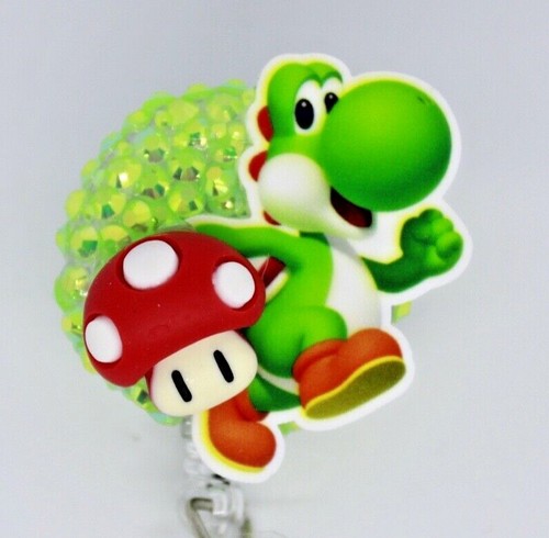 Yoshi Mario Badge Reel ID Holder Nurse Teacher Student EVS CNA ER Dental ICU RT - 第 1/2 張圖片