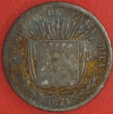 1875GW Costa Rica 10 Centavos Fine