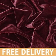 Burgundy Stretch Velvet Solid Fabric - 58" Wide,/Sold by Yard- Free Shipping