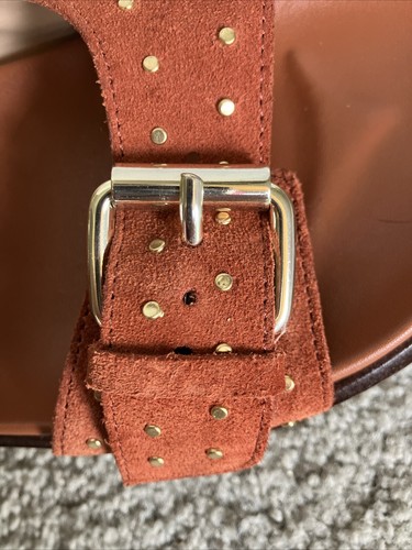 PILCRO ANTHROPOLOGIE Studded Slingback Sandals Burnt Orange Suede Size 41 (9.5) - Picture 6 of 12