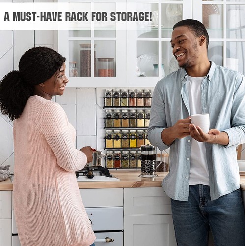 4X Kitchen Spice Rack /Jars Shelves Wall Mount Kitchen Door Storage Organizer - Picture 9 of 11