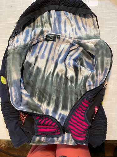 Himalayan Hoodie Yeshi XL  Art to Wear Owls Zipped Sweatshirt Jacket Spooky Fun - Picture 11 of 13