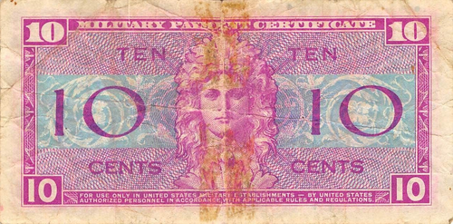 USA / MPC 10 Cents 1952 Series 521 Plate # 42 Circulated Banknote - Picture 2 of 2