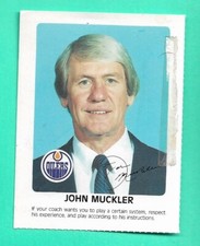 (1) JOHN MUCKLER 1984-85 RED ROOSTER  OILERS FAIR  CARD (H7926)