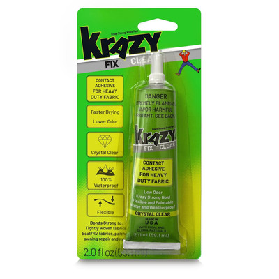 Krazy Fix Clear Fabric Glue, Washable, 100% Waterproof Permanent Bond Glue For
