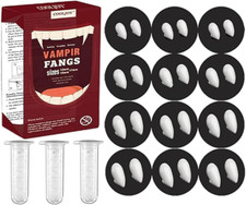12 Pairs Vampire Teeth Fangs - 4 Sizes with Adhesive, Halloween Party Props