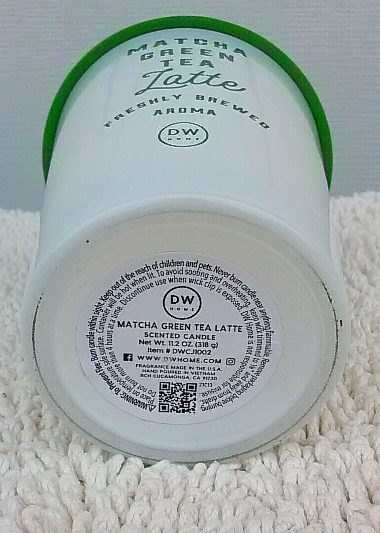 DW Home MATCHA GREEN TEA LATTE Freshly Brewed Aroma Scented Candle silicone lid