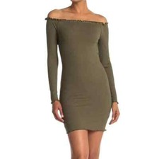 Vero Moda Polly Bodycon Dress XL Long Sleeve Off Shoulder Mini Green