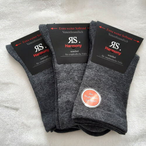 3 pares de calcetines para hombre diabético extra más adelante cintura súper sensible gris 39-46 - Imagen 1 de 2