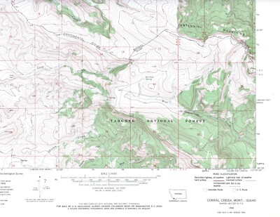 Corral Creek Quadrangle Montana-Idaho 1968 USGS Topo Map 7.5 Minute Topographic