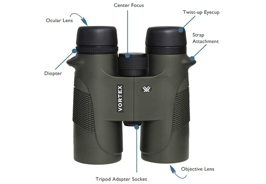 Vortex Diamondback Roof Prism Binocular 10x42 Green w/ Case, Neck Strap