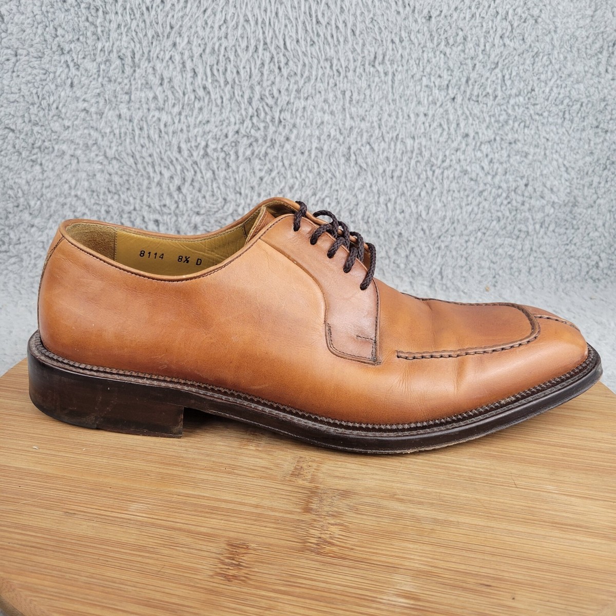 MENS SIZE 8.5 D MAGNANNI BROWN LEATHER SPLIT TOE DERBY SHOES  display picture 2