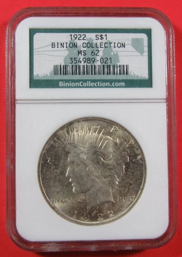1922 $1 Binion Collection NGC MS62. Desirable Binion hoard dollar. (625210)